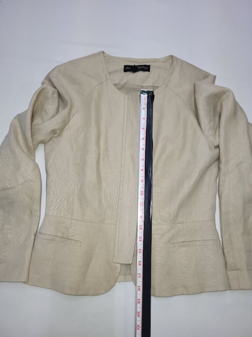 Saudra Angelucci Beige Open Front Blazer Jacket size 36 - Picture 5 of 9